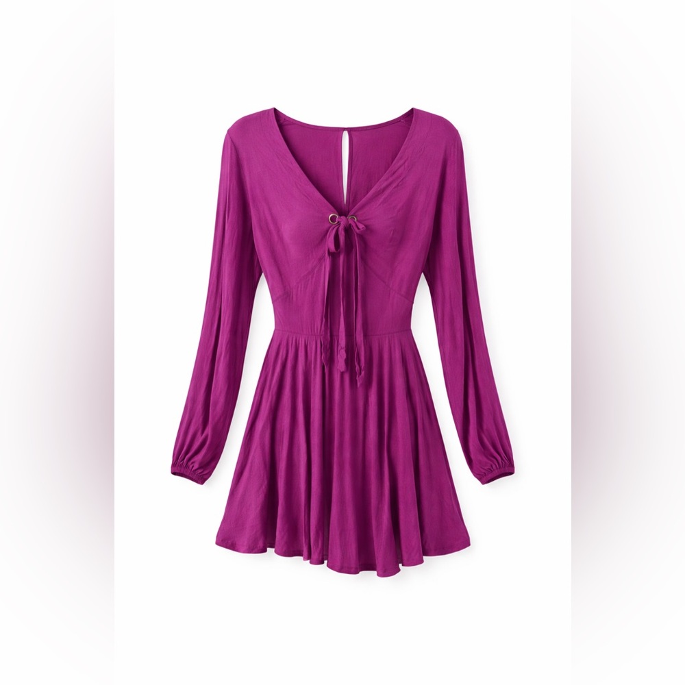 Free People Purple‎ Fairycore Mini Dress Coquette Boho IT Girl- small